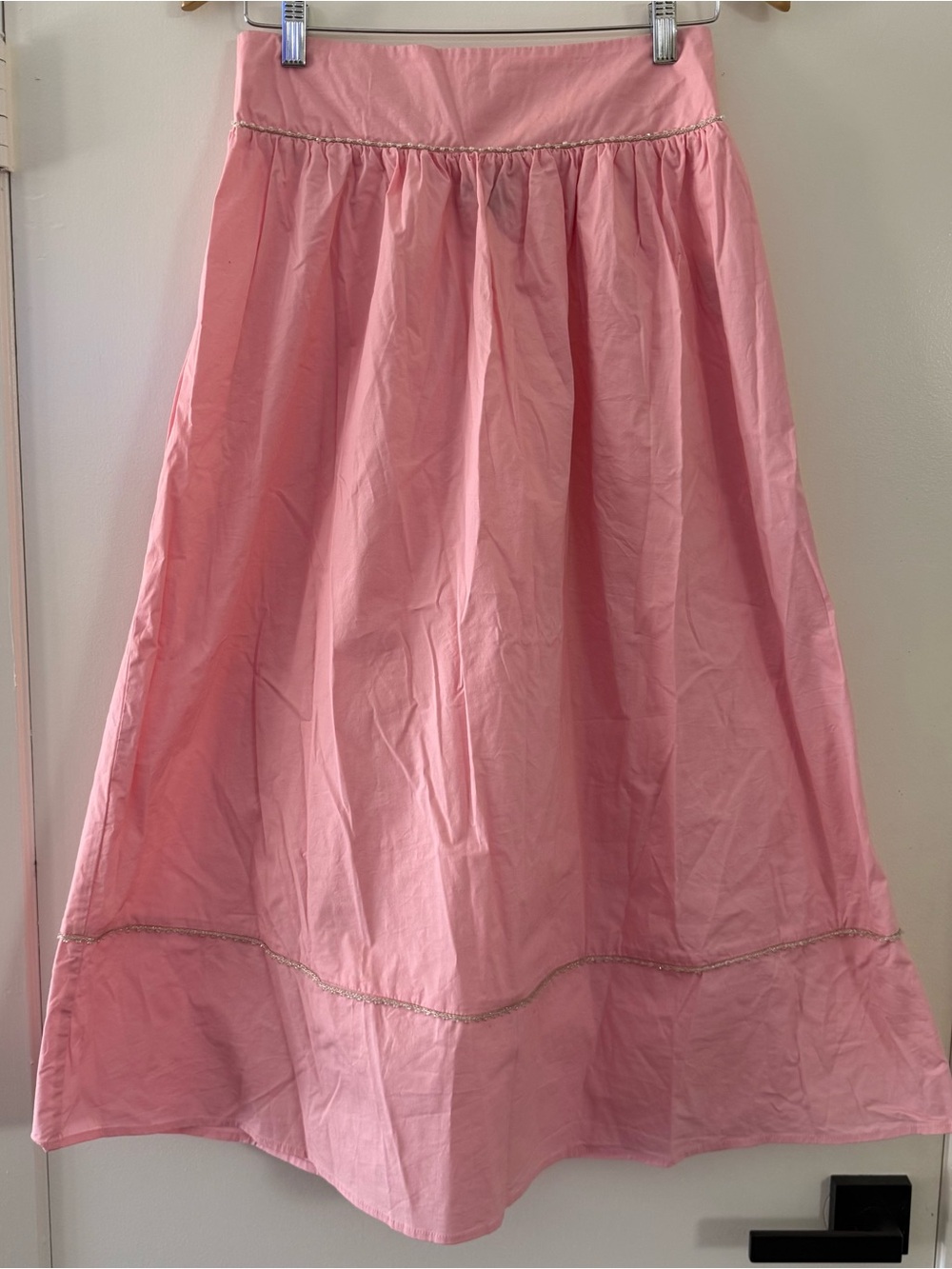 Wildfox Pink smocked Maxi Skirt with Trim